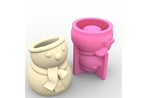 Silicone Mold Christmas Snowman Scarf Vase Flower Pot Succulent Pen Holder DIY...