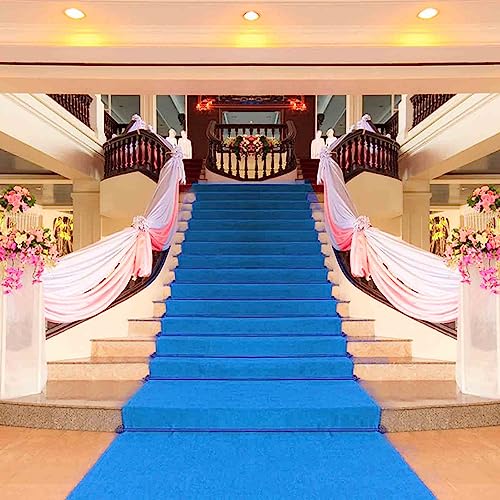 Blue Aisle Runner for Wedding Ceremony Birthday Decorations for Indoors and Outdoors Party Carpet Runner Rug 140GSM Thickness