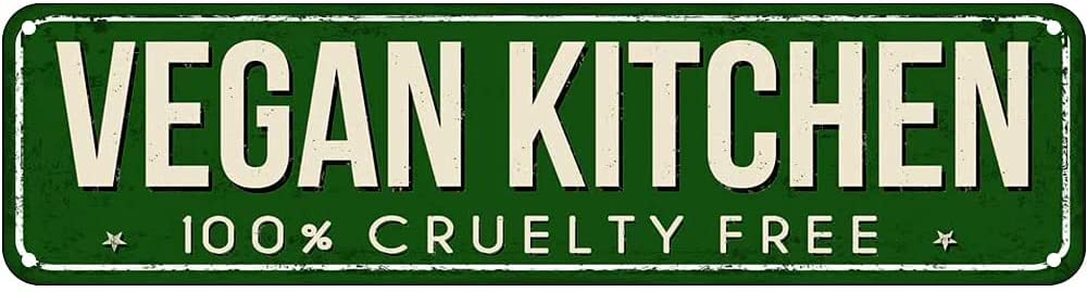 Kilspu Vegan Kitchen Metal Tin Sign Retro Vintage Sign For Home And Kitchen Wall Decor 4X16 Inches