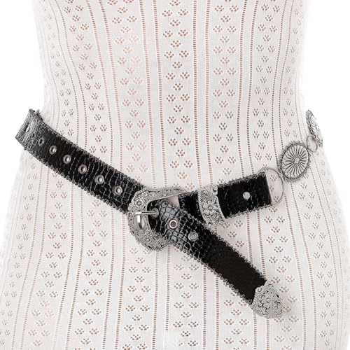 Concho West Belt Gold Adjustable Leather Metal Chain Waist Belt Women's Chic Accessories for Dress and Pants2