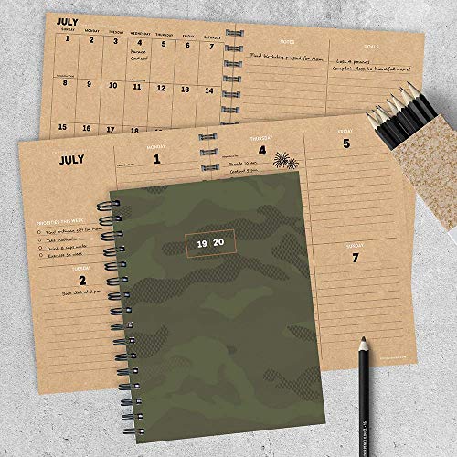 Army Green Camo Medium Daily Weekly Monthly 2020 Planner: July 2019 - June 2020 (Academic School Year, Student Planner)