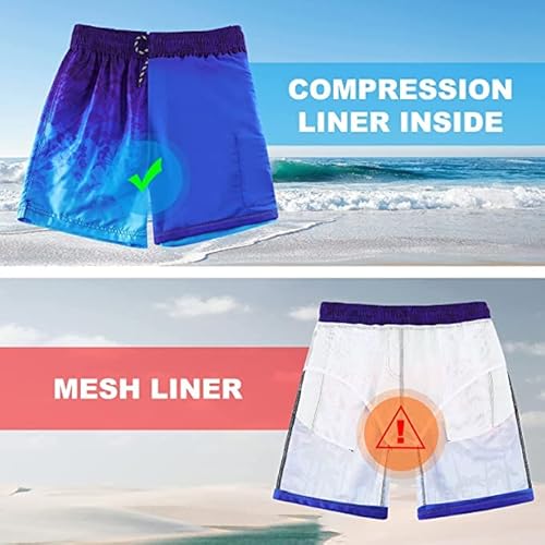 Cozople Men's Swimming Trunks Boxer Brief Liner Ombre Graphic Compression Anti Chafe Swimsuit Bathing Suit For Men No Mesh Lining Beach Board Shorts With Pockets #TOP6