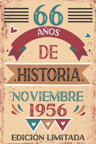 66 Años De Historia Noviembre 1956: Libro de visitas, cuaderno, 110 páginas de felicitaciones, idea de regalo, regalo Para la esposa, novia, mujer, La madre