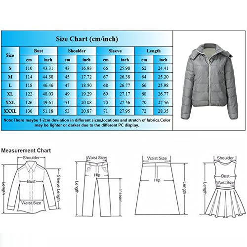 Generisch Damen Winterjacke 52 reflektierende Jacke für Damen Abnehmbarer Kapuzenreißverschluss Warmer Kurzmantel mit Taschen Wadenlanger Mantel Damen (Grey, M)