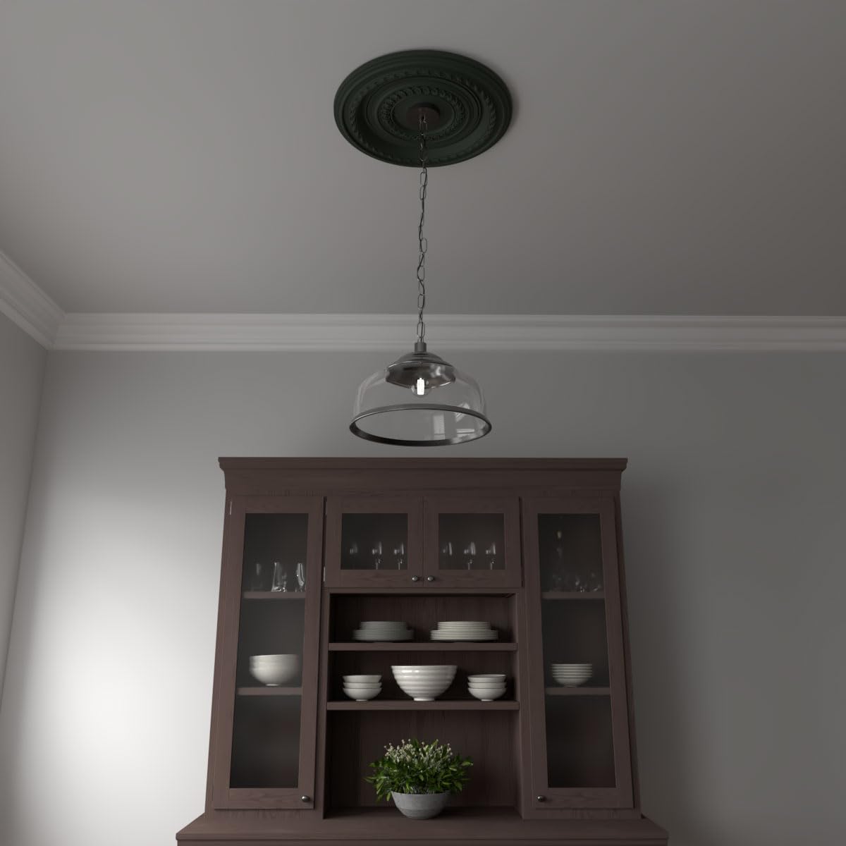 19"OD x 3 1/2"ID x 1"P Cole Thermoformed PVC Ceiling Medallion (Fits Canopies up to 5 1/8"), UltraCover Satin Hunt Club Green — Amazon image 9
