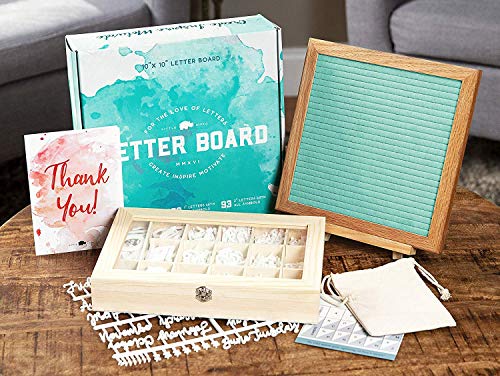 Felt Letter Board 10x10 (Seafoam) +690 PRE-Cut Letters +Cursive Words Stand +Sorting Tray | Letter Board with Letters, Letter Boards, Letterboard, Word Board, Message Board, Changeable - Thumbnail 3
