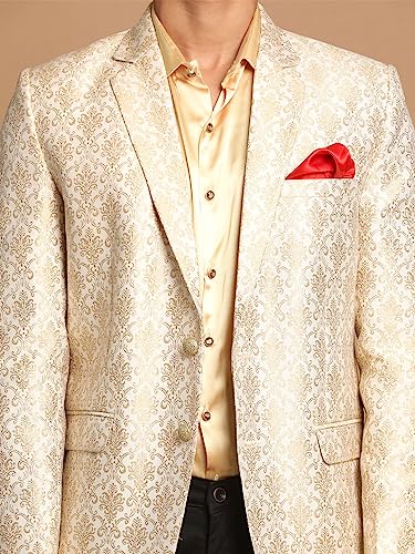 Image of VASTRAMAY mens VASTRAMAY Men's Gold And Beige Blazer