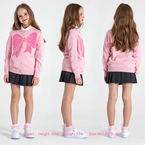 Image of BOBOYOYO Girls Cute Cardigan Cotton Girls Button Up Sweater Knit Jacket | Long Sleeve Crew Neck Kawaii Clothes for Casual School Wear