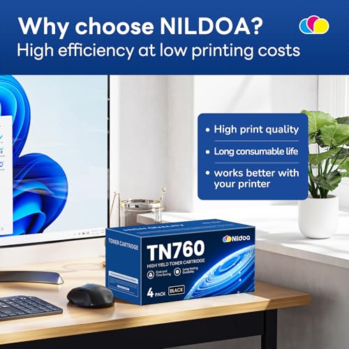 Image of TN760 TN-760 Toner Cartridge High Yield Black Replacement for Brother TN760 TN-760 MFCL2750DW HLL2390DW MFCL2710DW HL-L2350DW Printer Ink 4 Pack