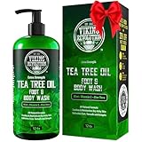 Viking Revolution Tea Tree Body Wash Soap for Men - Helps Athlete's Foot, Jock Itch, Eczema & Body Odors - Extra Strength Tea Tree Oil Men's Body and Foot Wash