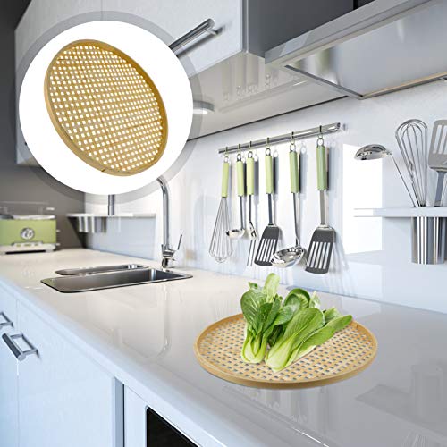 Cabilock Bamboo Sieve Baskets Weaving Basket Fruit Vegetable Basket Washing Strainer Bowl Bamboo Colander Bamboo Sieve Chinese Traditional Bamboo Plate (Wood Color) Basket Strainer #TOP2