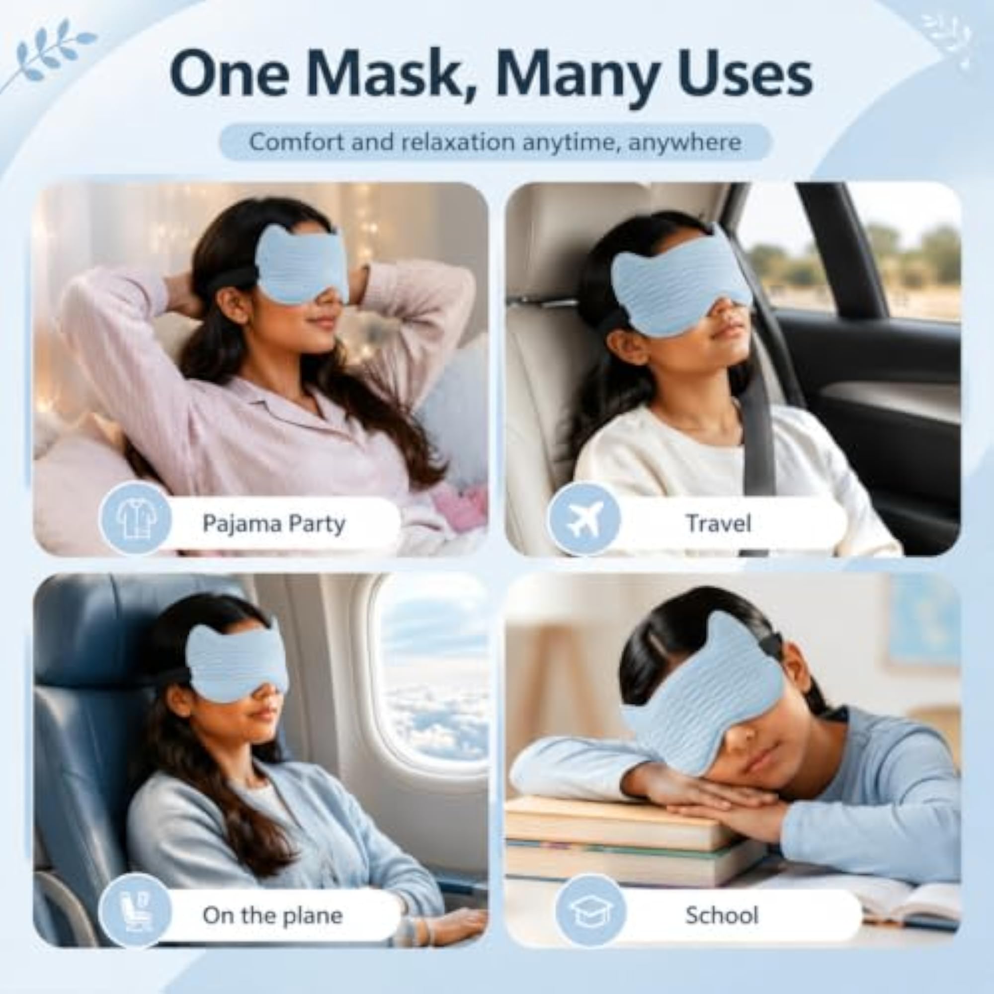 Cute Sleeping Eye Mask for Kids, 3D Contoured Design