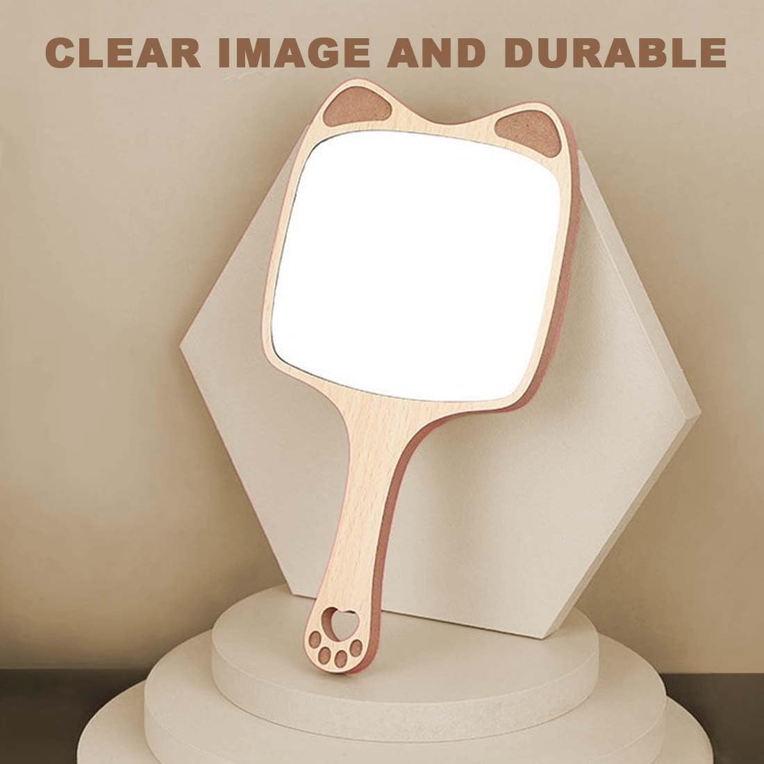 Cdemiy Handspiegel Mit Holzgriff – Klarer Spiegel Für Make-up, Haare & Rasur