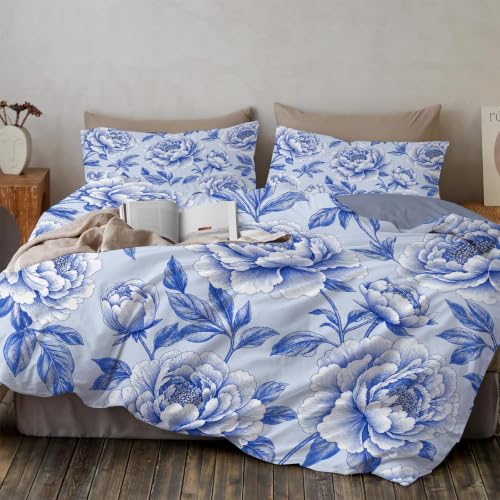 Housse de couette 220x240 cm bleu clair infroissable à fermeture éclair pratique - 2