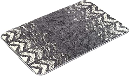 Tapis de bain absorbant grand format gris pour salle de bain familiale