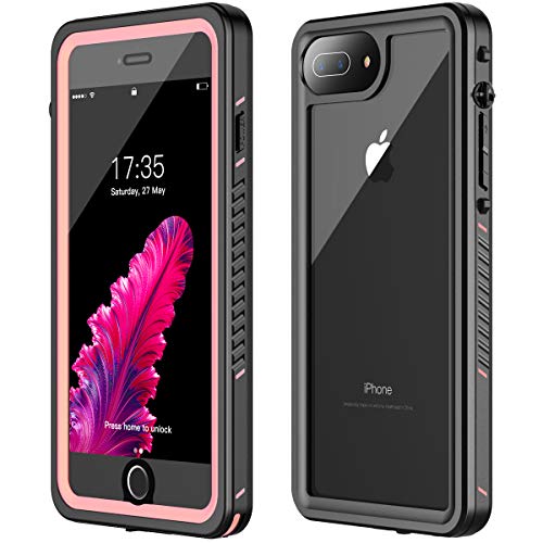GOLDJU iPhone 7 Plus Waterproof Case,iPhone 8 Plus Waterproof Case 2019 Full Body Protective IP68 Underwater Shockproof Dirtproof Sandproof Waterproof Case for iPhone 7 Plus/iPhone 8 Plus Pink (5.5')