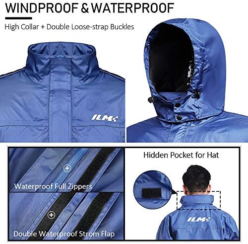ILM Motorcycle Rain Suit Waterproof Wear Resistant 6 Pockets 2 Piece Set with Jacket and Pants Fits Women (Women's Medium, Wine Red) - 5