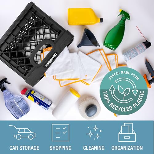 CleverMade Collapsible Milk Crate, Obsidian, 3PK - 25L (6 Gal) Stackable Storage Bins, Holds 50lbs Per Bin - Clevercrates are Heavy Duty, Plastic Collapsible Storage Crate for Multi Purposes - Image 5