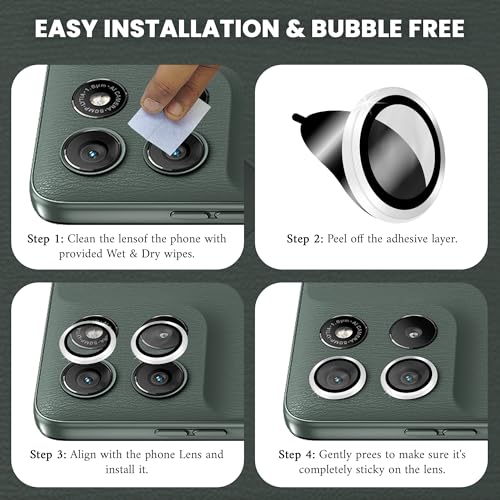 Image of ArmourPro Camera Rings Tempered Glass for Motorola G67 Power (6.7 Inches), Tough HD Individual Aluminum Alloy Rings 9H Camera Cover, Scratch-Resistant,Camera Lens Protection| Silver, 1 Pack