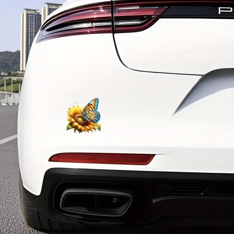 Butterfly and Sunflower PVC Vinyl Car Decals Stickers Waterproof Self-Adhesive Decals for Cars, Laptops, Trucks, Motorcycles Wall Window Luggage Scratch Cover Door Decor Sticker - Image 3