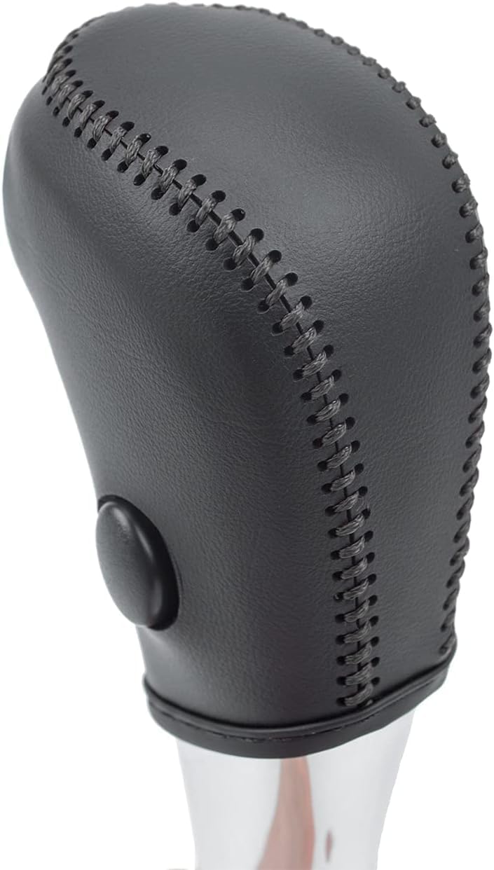 JI Loncky Genuine Leather Gear Shift Knob Cover for Nissan Altima 2013 2014 2015 2016 2017 2018 / Rogue 2014-2016 / Sentra 2013-2019 Pathfinder 2013-2020 Accessories (Black Thread)