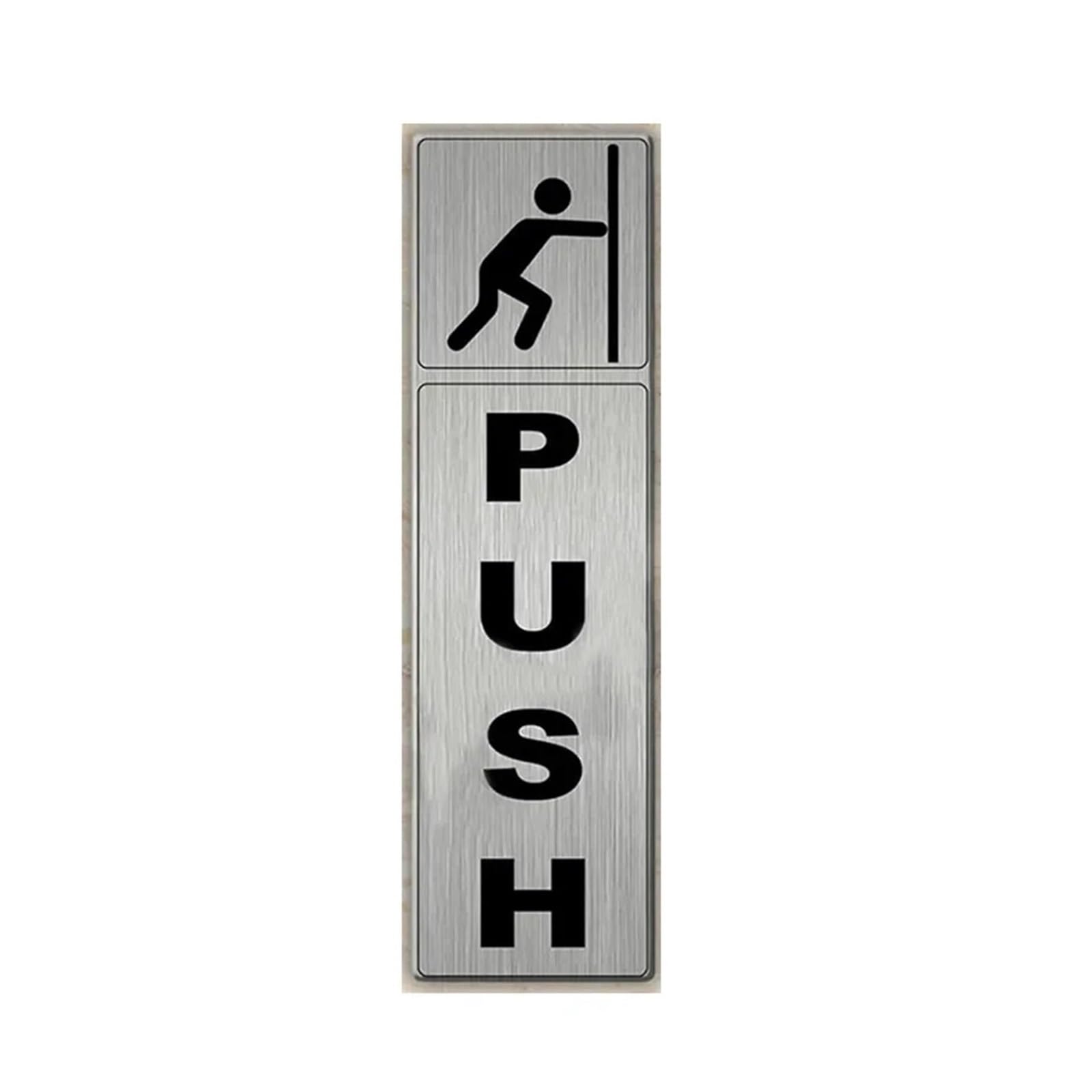 Aluminum Sliding Door Sticker Hotel Restaurant Glass Push Word Pull Sign Reminder Signage Gate for Businesses,Bathroom, Cafe(Silver-Push)