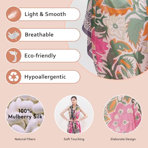 DANA XU 100% Mulberry Extra Large Silk Pashmina Scarf Shawls And Wraps For Women Evening Dress Summer Travel Floral Blanket4