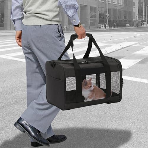 Image of Travel Carrier for Cats,Cat Soft-Sided Carriers Ventilated Breathable Foldable Kitten Carrier Soft Airline Approved Carrier for Small Dogs Kitty Puppies Under to 12 Lb(Black)