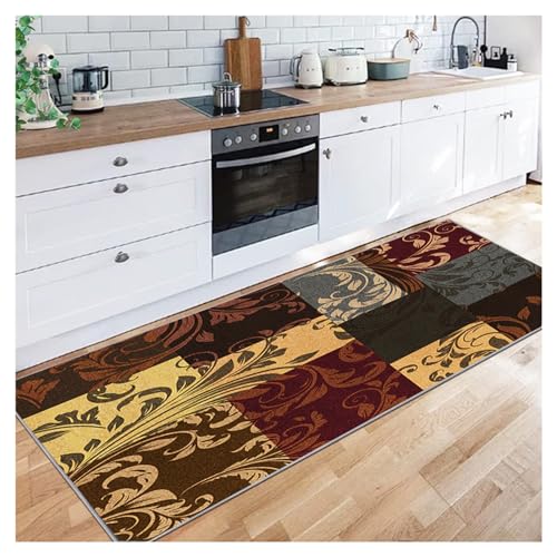 Alfombra vintage envejecida antideslizante de 100 x 470 cm, lavable, de pelo bajo, para entrada, cocina, baño, puerta delantera, alfombra duradera