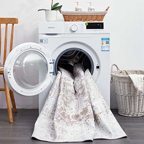 Roomtalks Ultra Thin Flat Weave Vintage Persian Area Runner Rug 2'X 4'3'' Non-Slip Machine Washable, Distressed Oriental Boho Small Throw Runner Rugs For Kitchen Entryway Entrance Indoor Doormat #TOP6