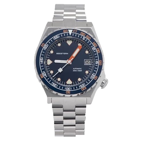 Seestern S407 Automatico Acciaio Blu Ceramica Datario Diver Orologio Uomo