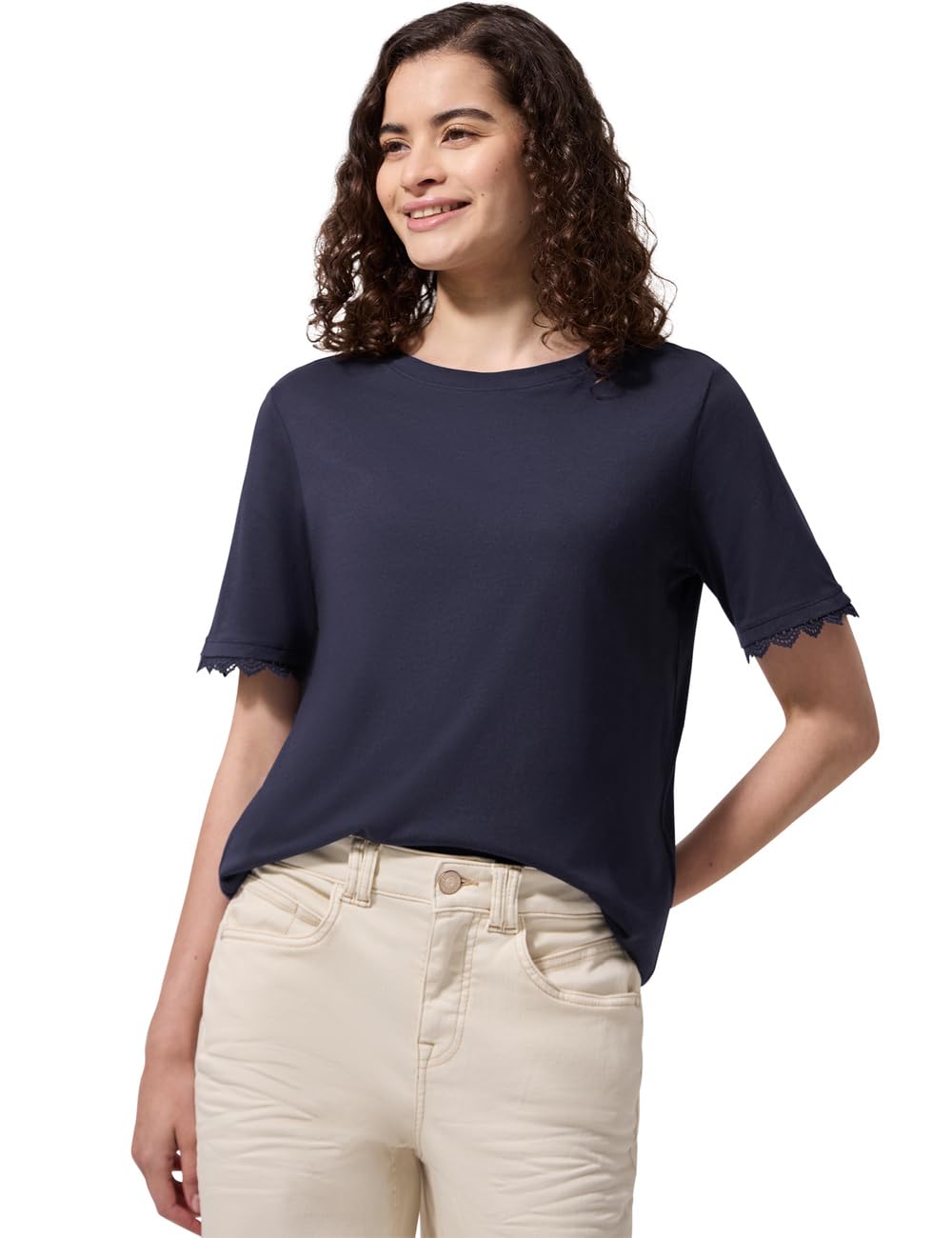 Street One Studio Crochet-Details Sleeve T-Shirt Maritime Blue 44
