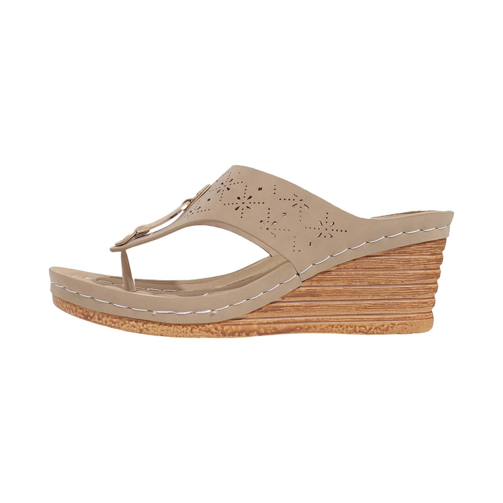 OBiQuzz Sandalias para mujer con tacón, sandalias de plataforma con cuña, sandalias de cuña, sandalias romanas, zapatos de verano, plataforma, sandalias antideslizantes, zapatos para casa, zapatos de playa