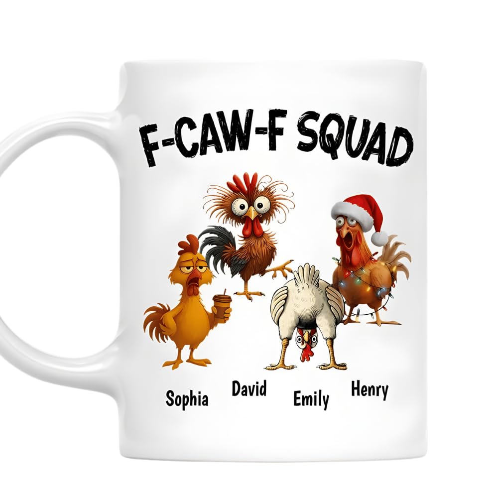 FCAWF Squad - Personalized Coffee Mug FcawF Funny Chicken Coffee Mugs Custom Unique Animal Coffees Mug Unique Chicken