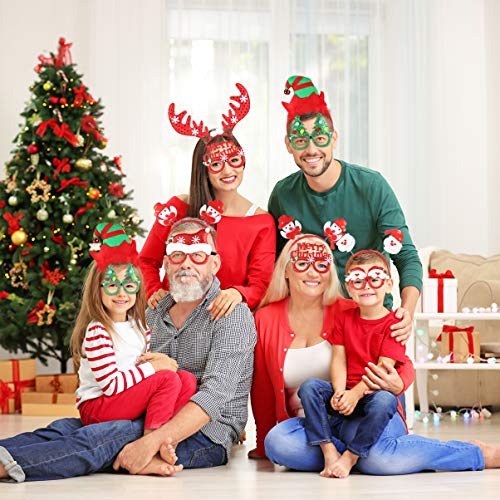 Toyvian 8 Pcs Novedad Gafas de Navidad y Diadema de Navidad Sombrero Headband de Navidad Fuentes del Partido niños y Adultos