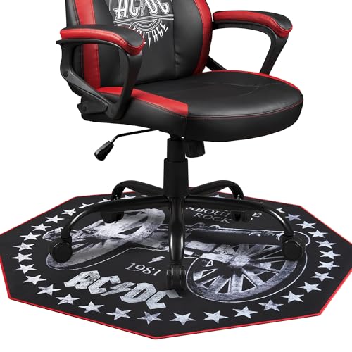 Subsonic - Tapis de Sol Gaming AC/DC 100x100 cm - Antidérapant pour Chaise de Bureau – Tapis de Protection de Sol et Parquet pour Chambre Gamer - Facile à Nettoyer -...
