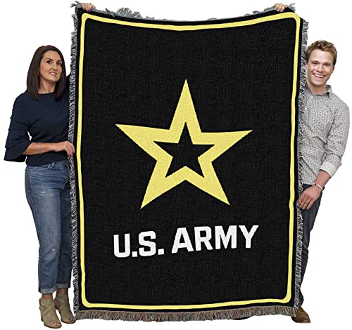 Pure Country Weavers US Army Star Logo Black Blanket - Gift Military Tapestry Throw Woven from Cotton - Made in The USA (72x54)
