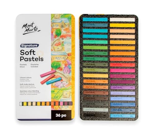 MONT MARTE Pastel Suave - 36 piezas - Tiza Pastel - Perfecto para pinturas coloridas y expresivas - Ideal para Principiantes, Profesionales y Artistas