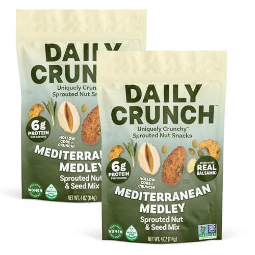 Image of Daily Crunch Sprouted Almonds and Dehydrated Nuts for a Unique Crunch, Keto Friendly, Non-GMO Zero Seed Oils, Gluten Free, 4oz (2 Pack, Mediterranean Medley)