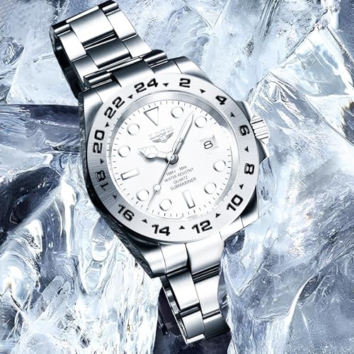Image of LIGE Fashion Watches for Men Stainless Steel Business Dress Watch Waterproof Analog Quartz Watch with Luminous Date Display Manl Wrist Watch