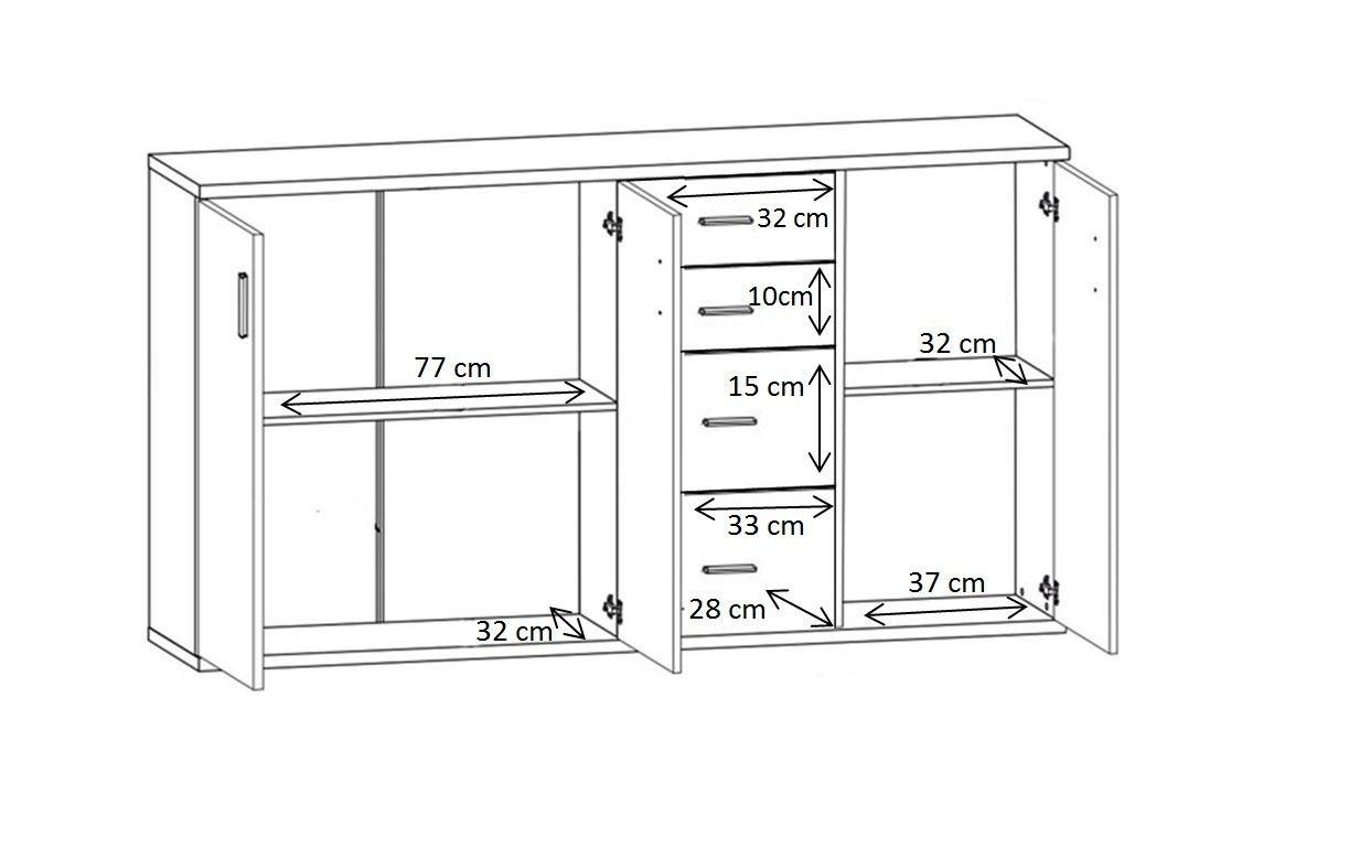AVANTI TRENDSTORE Bea - Cassettiera/comó in Legno Laminato nella misura 160x84x35 cm, disponibile in diversi colori. Perfetto per soggiorni, ingressi o camere da letto
