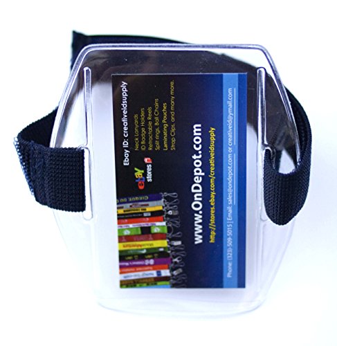 100pcs - Armband ID Badge Holder with Navy Blue (Dark Blue) Strap Arm Band by OnDepot.com -  AR-1114D