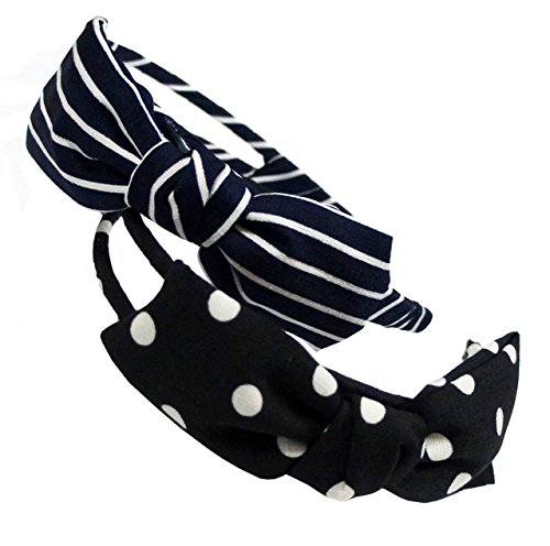 Bandeau Cheveux Tissu Mignon Nœud Accessoire Coiffure Femme Rétro Vintage - Lot de 2 HAND HB07