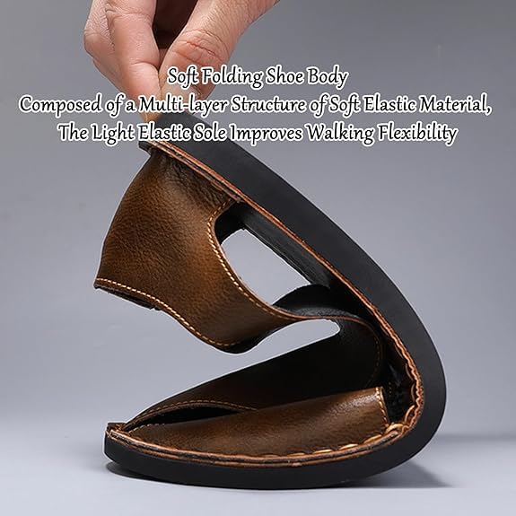 Soulario Leather Sandals for Men, Mens Dress Sandals, Comfy Summer Outdoor Walking Shoes, Brown/Black4