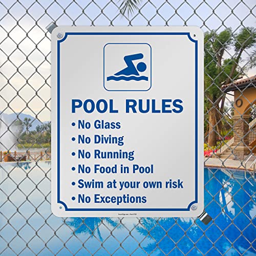 Cartel metálico reglas de piscina 30x24 pulgadas miniatura 3