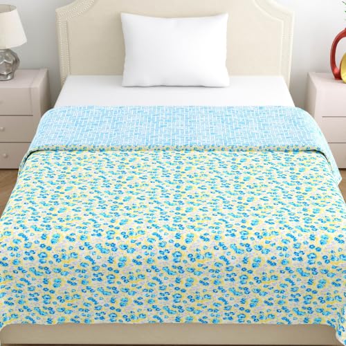 Image of Home Ecstasy 100% Cotton Mulmul Reversible Dohar for Single Bed 210 GSM (56 x 88 inches), Blue