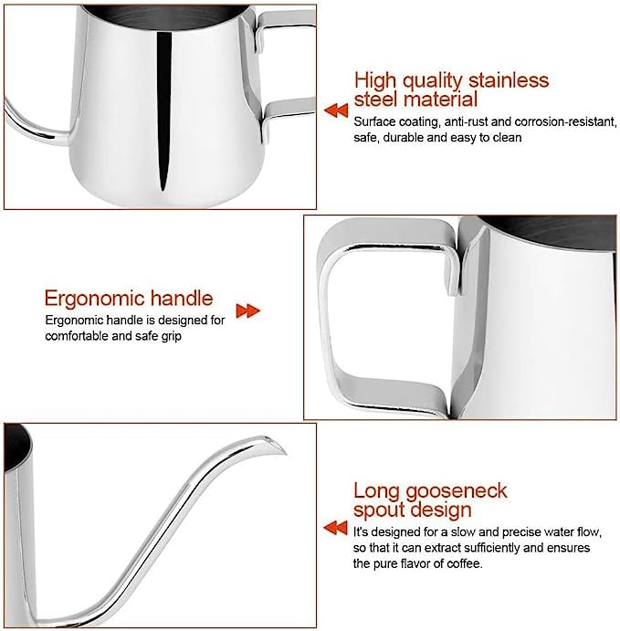 3d Creations Stainless Steel Coffee Pot Gooseneck Kettle Tea Kettle (600) ml. 2