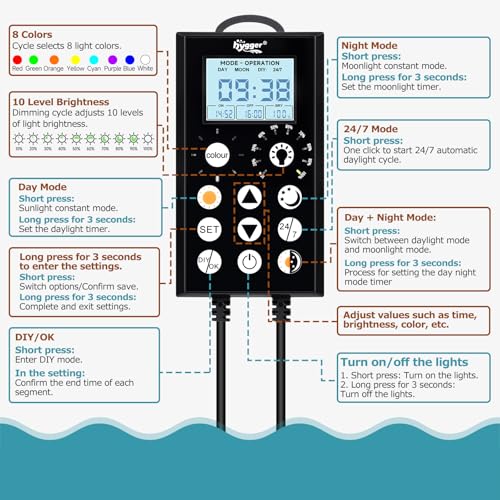 Image of hygger LED Aquarium Light for Plants, 24 /7 & DIY Mode Fish Tank Light, 58W