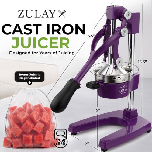 Image of Zulay Kitchen Cast Iron Juicer - Heavy Duty Manual Juicer with Detachable Strainers for Easy Cleaning, Orange Juice Press for Citrus Fruits, Perfect for Bartenders, Juice Lovers & Health Enthusiasts