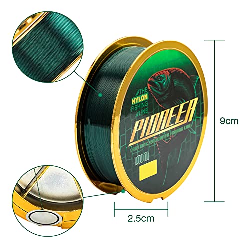 Image of Proberos Super Strong Fishing Line, 100m Diameter 0.52mm 48.7LB Nylon Fishing Accessories, Fishing Soft and Durable (Green, Maximum Pulling Force 22 KG) (Green)